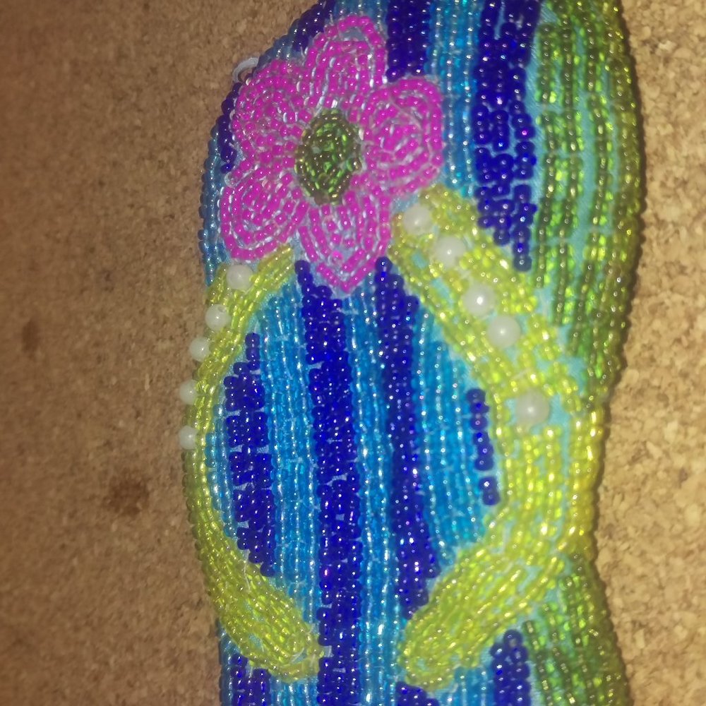 Adorable Hand-beaded Flip flop coin purse